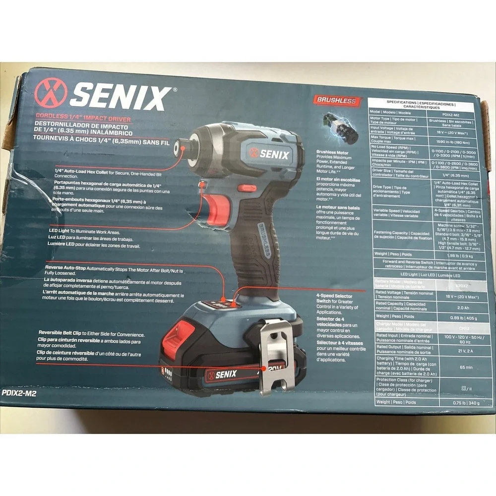 Senix PDIX2M20 X2 20V Max Li-Ion Brushless 1/4